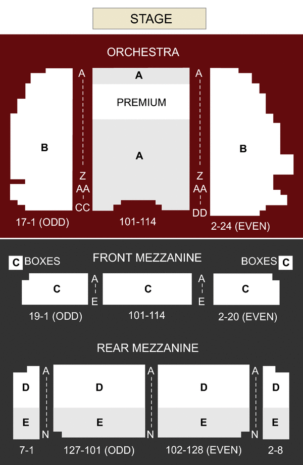 Lunt Fontanne Theater New York, NY seating chart and stage