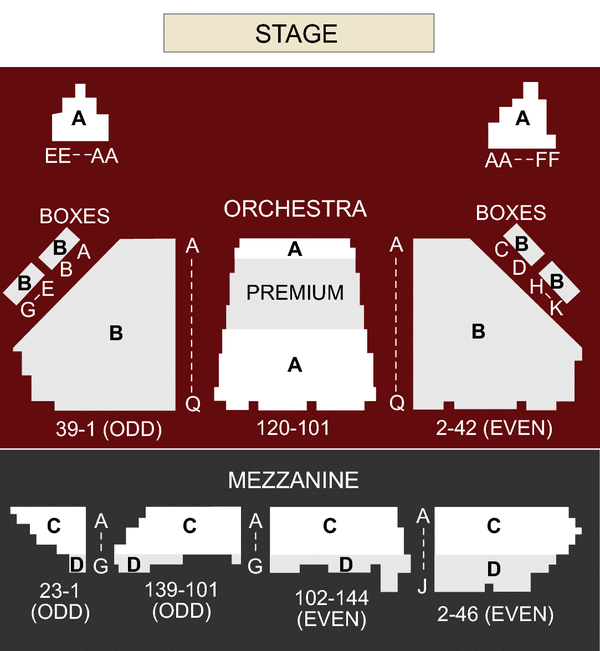 Winter Garden Theater New York, NY seating chart and stage