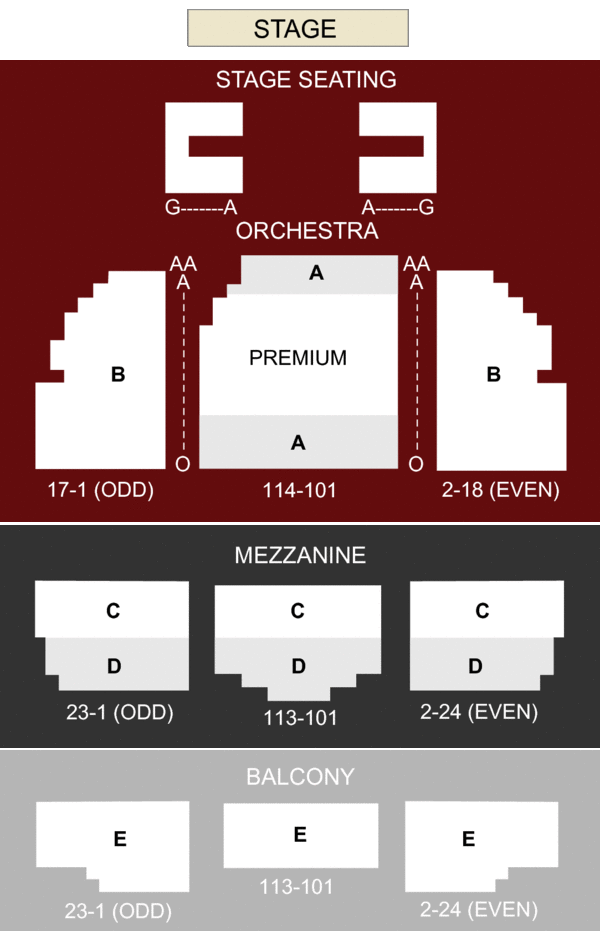 Lyceum Theater New York, NY - seating chart and stage
